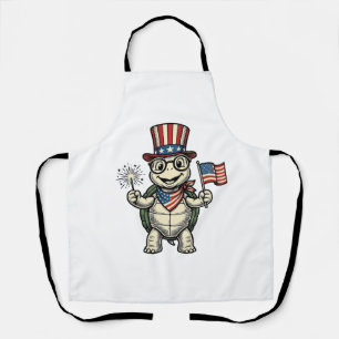Tablier Tortue Patriotique Gravure Vintage Graphique pour