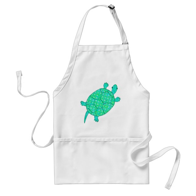 Tablier Tortue tourbée arabesque - nuances de vert (Devant)