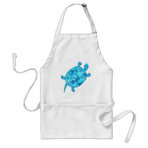 Tablier Tortue tourbée fractale - cobalt et bleu turquoise