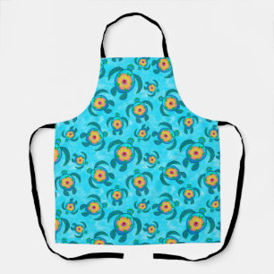Tablier Tortues de mer de Honu bleu Hibiscus Fleurs