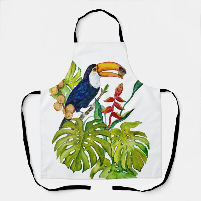 Tablier Toucan Coloré Aquarelle Oiseau Tropical (Recto)