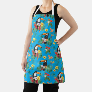 Tablier Toucan et fleurs tropicales