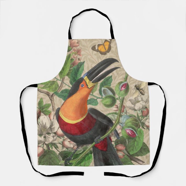 Tablier Toucan Jungle Oiseau Tropical Beau Antique (Recto)