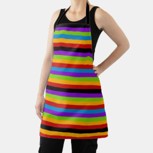 Tablier Touche de rayure arc-en-ciel noir