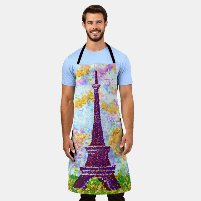 Tablier Tour Eiffel Paysage de Printemps Pointillisme (Porté)