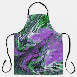 Tablier Tourbillon abstrait violet et vert citron