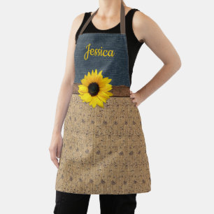 Tablier Tournesol Burlap Denim Simulé dans le pays rustiq