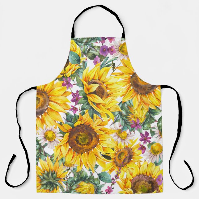 Tablier Tournesol Vintage : Fleur Jaune Été. (Recto)