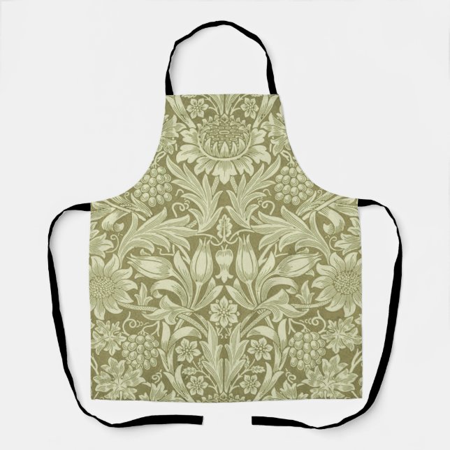 Tablier Tournesol William Morris Vintage Olive Damask (Recto)