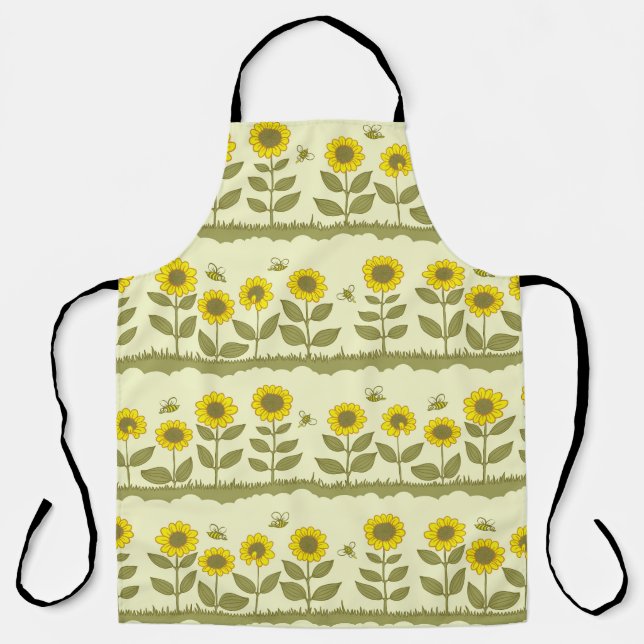 Tablier Tournesols, abeilles, motif mignon et sans couture (Recto)