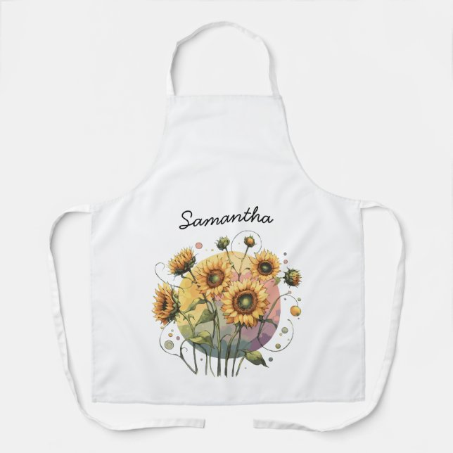 Tablier Tournesols avec nom personnalisable (Recto)