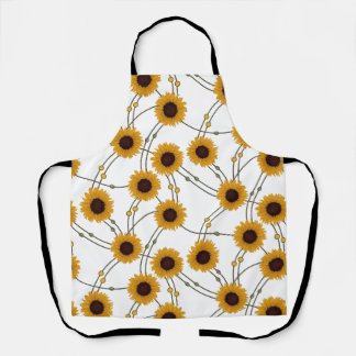 Tablier Tournesols jaunes floraux rétro Art nouveau aléato