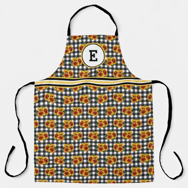 Tablier Tournesols sur carreaux noirs initiaux (Recto)
