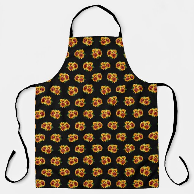 Tablier Tournesols sur fond noir (Recto)