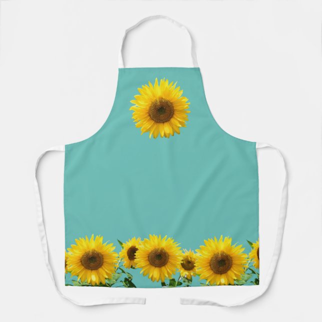 Tablier Tournesols sur Turquoise Turquoise (Recto)