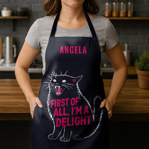 Tablier Tout D'abord Je Suis Un Délice Chat Noir Rugissant