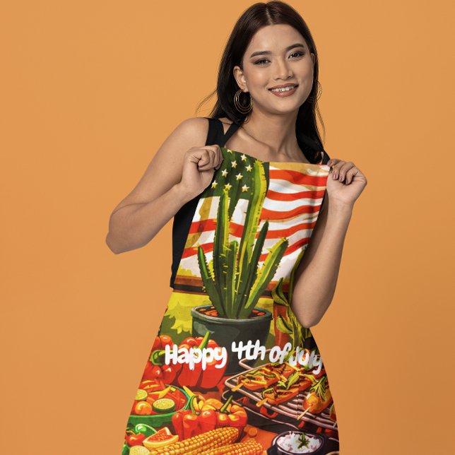 Tablier tout-en-plan rouge, blanc et salsa (Créateur téléchargé)