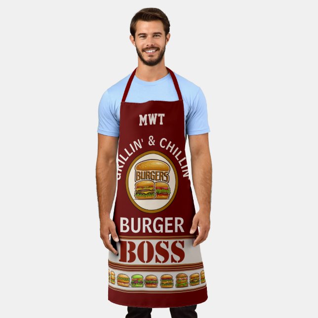 Tablier tout-imprimé de Burger Boss (Porté)