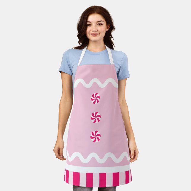 Tablier Tout Pain d'épices rose Apron Thème (Porté)