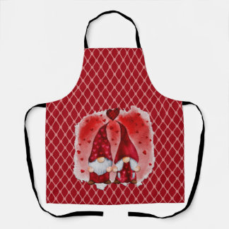 Tablier Tout rose sur les Coeurs rouges Gnome Cuisine Apro