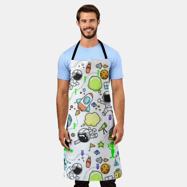 Tablier Tout sur l'impression Apron Astronaut Espace Alien (Porté)