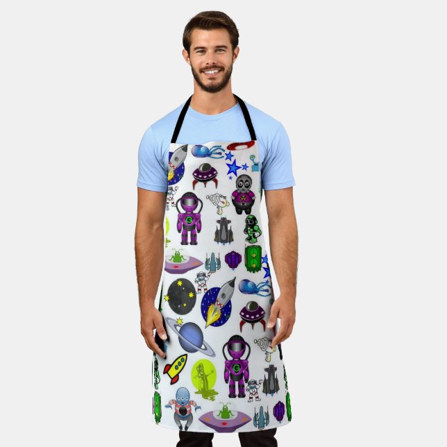 Tablier Tout sur l'impression Apron Astronaut Espace Alien (Porté)