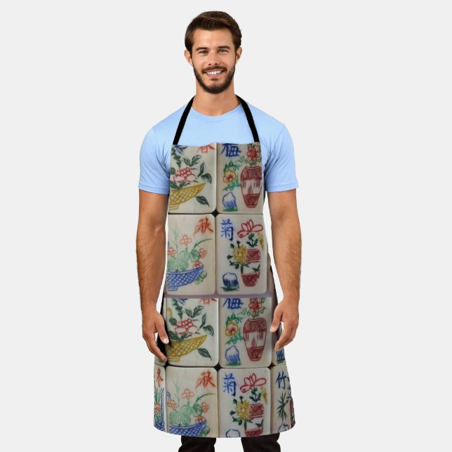 Tablier Tout sur l'impression Apron Mahjong (Porté)