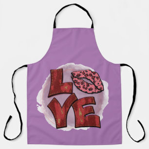 Tablier Tout-Sur Purple Love Leppard Lips Cuisine Apron