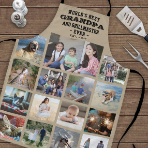 Tablier Tout Texte Photo Collage Meilleur Grand-Père Jamai