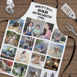 Tablier Tout Texte Photo Collage Meilleur Papa Grill Maste<br><div class="desc">Célébrez les joies simples de la famille et des enfants avec un élégant collage photo personnalisé tablier noir et blanc. Les images et tout le texte sont simples à customiser. "Le meilleur papa et Grillmaster du monde jamais vu. 20YY" peut inclure des noms d'enfants et être personnalisé pour papa, Pop,...</div>