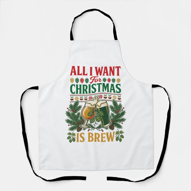 Tablier Tout Verre à bière de Noël Brew Pins Hops (Recto)
