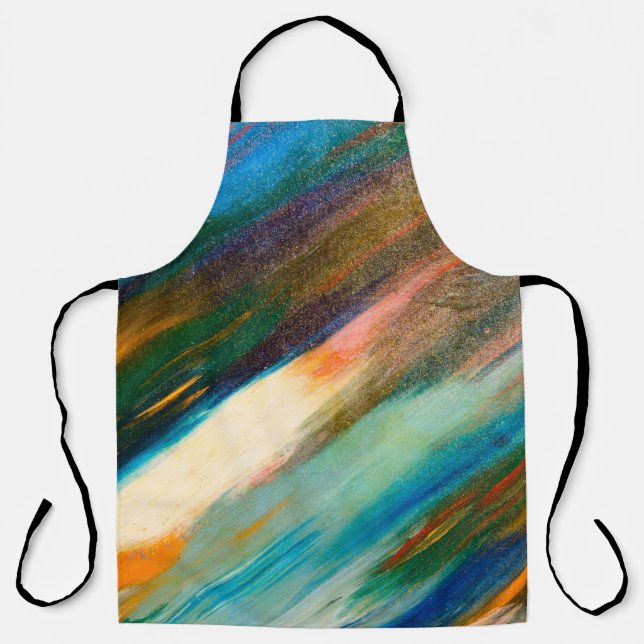 Tablier Tracées d'aquarelle multicolores longues en diagon (Recto)