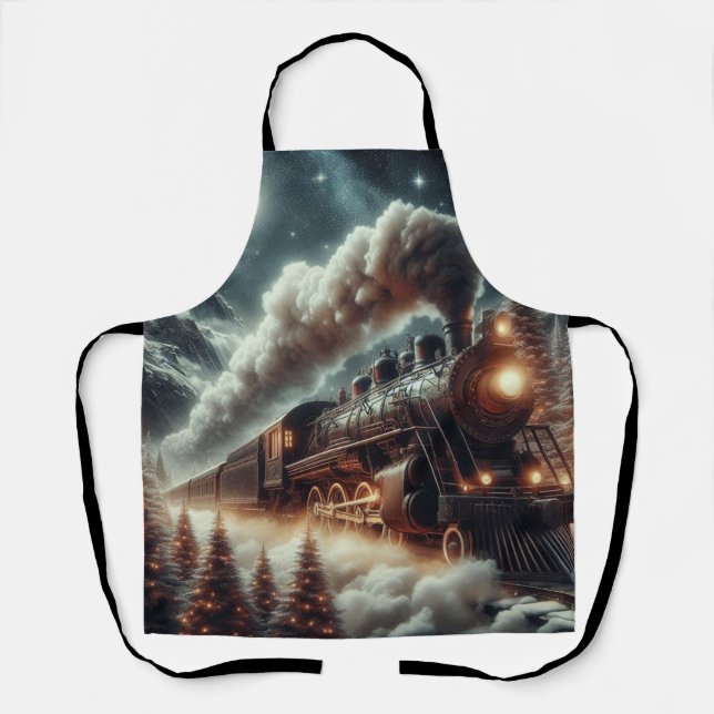 Tablier Train de nuit d'hiver/Noël (Recto)