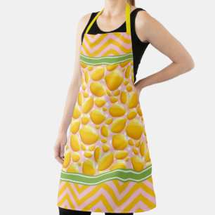 Tablier Tranche de Citron Mignonne Points et Chevron Jaune