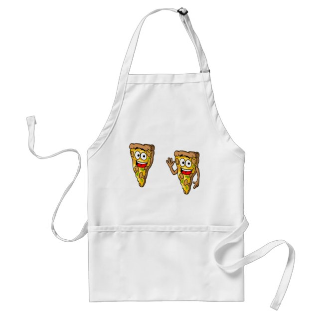 Tablier Tranches de pizza aux champignons heureux (Devant)
