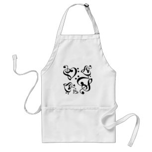 Tablier Treble Clef Bass Clef Hearts Musique Notes Apron
