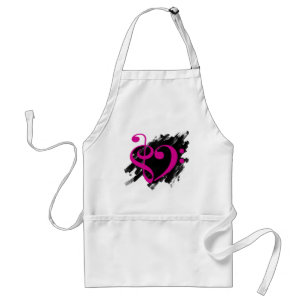 Tablier Treble et Bass Clef Coeur de musique Fuchsia