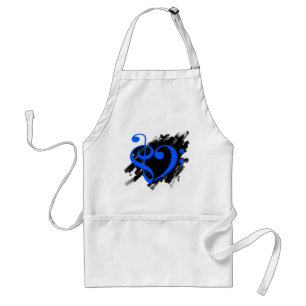 Tablier Treble et Bass Clef Musical Heart Royal Blue