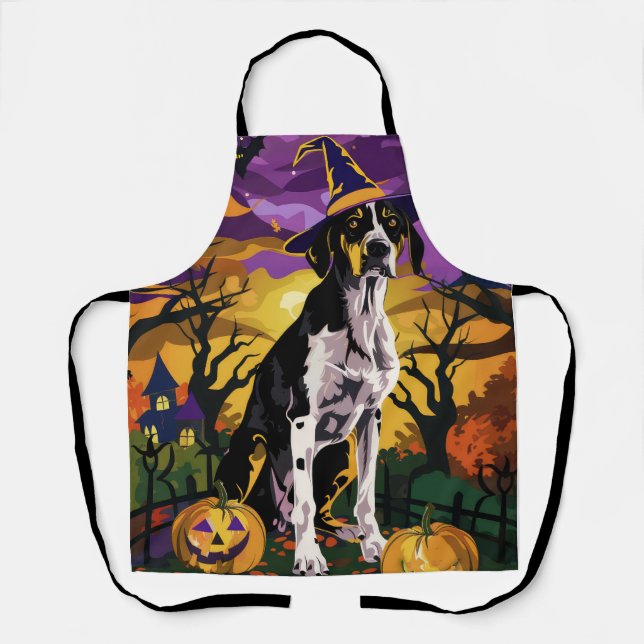 Tablier Treeing Walker Coonhound Halloween Sorcière Citrou (Recto)