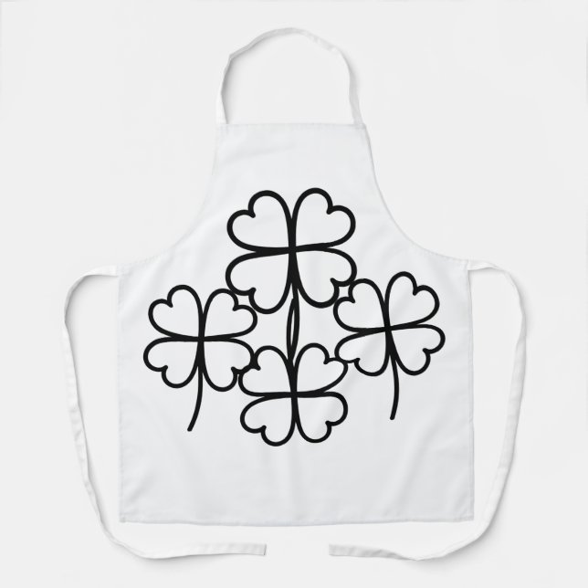 Tablier Trèfle à quatre feuilles chanceux dessin simple en (Recto)