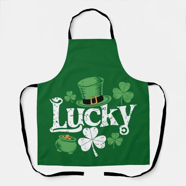 Tablier Trèfle Chanceux Saint-Patrick Shamrock Vintage (Recto)