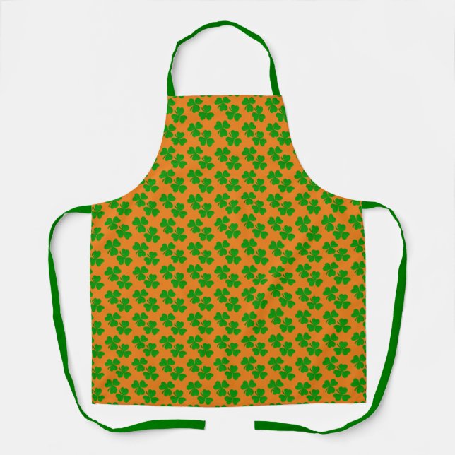 Tablier Trèfles irlandais Orange et Vert (Recto)