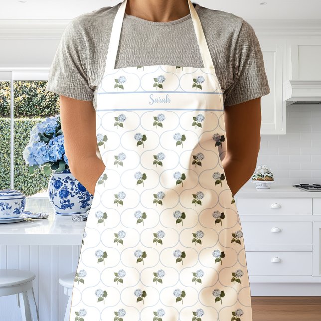 Tablier Trellis de fleurs d'hortensia bleues (Blue Hydrangea Trellis Apron)