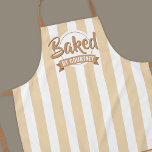 Tablier Trendy Beige Stripes Girly Bakery Chef Caterer<br><div class="desc">Modern caterer personalized apron design with pastel beige stripes background, trendy handwritten fonts and a simple layout. This neutral aesthetic baker apron feature soft cream aesthetic or you can edit the colors to any colors you like - great for pastry chefs, bakers and caterers. Add your brand name or logo...</div>