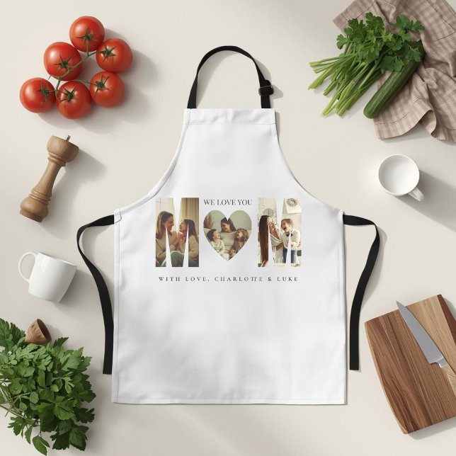 Tablier Trendy Personalized Photo WE LOVE YOU Mom Apron (Créateur téléchargé)