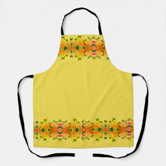 Tablier Trendy Pretty Yellow with Orange Floral Modern