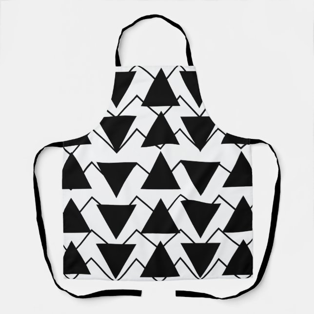 Tablier Triangle Géométrique Noir et Blanc  (Recto)