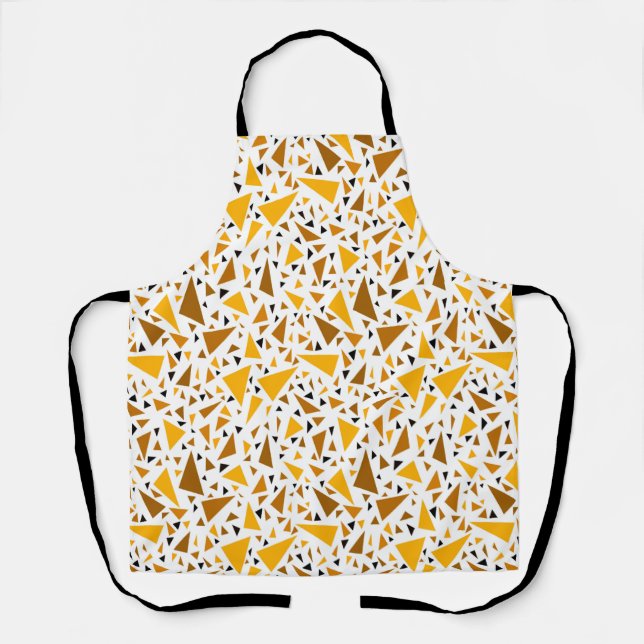 Tablier Triangles brun jaune sur arrière - plan rétro blan (Recto)