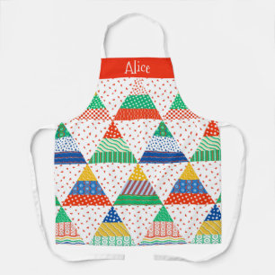 Tablier Triangles de Noël colorés en patchwork festif