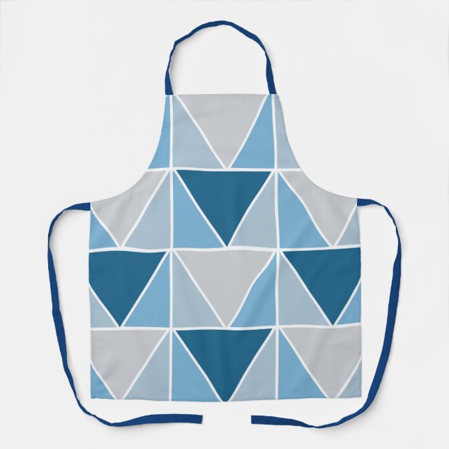 Tablier Triangles géométriques gris bleu tendance (Recto)